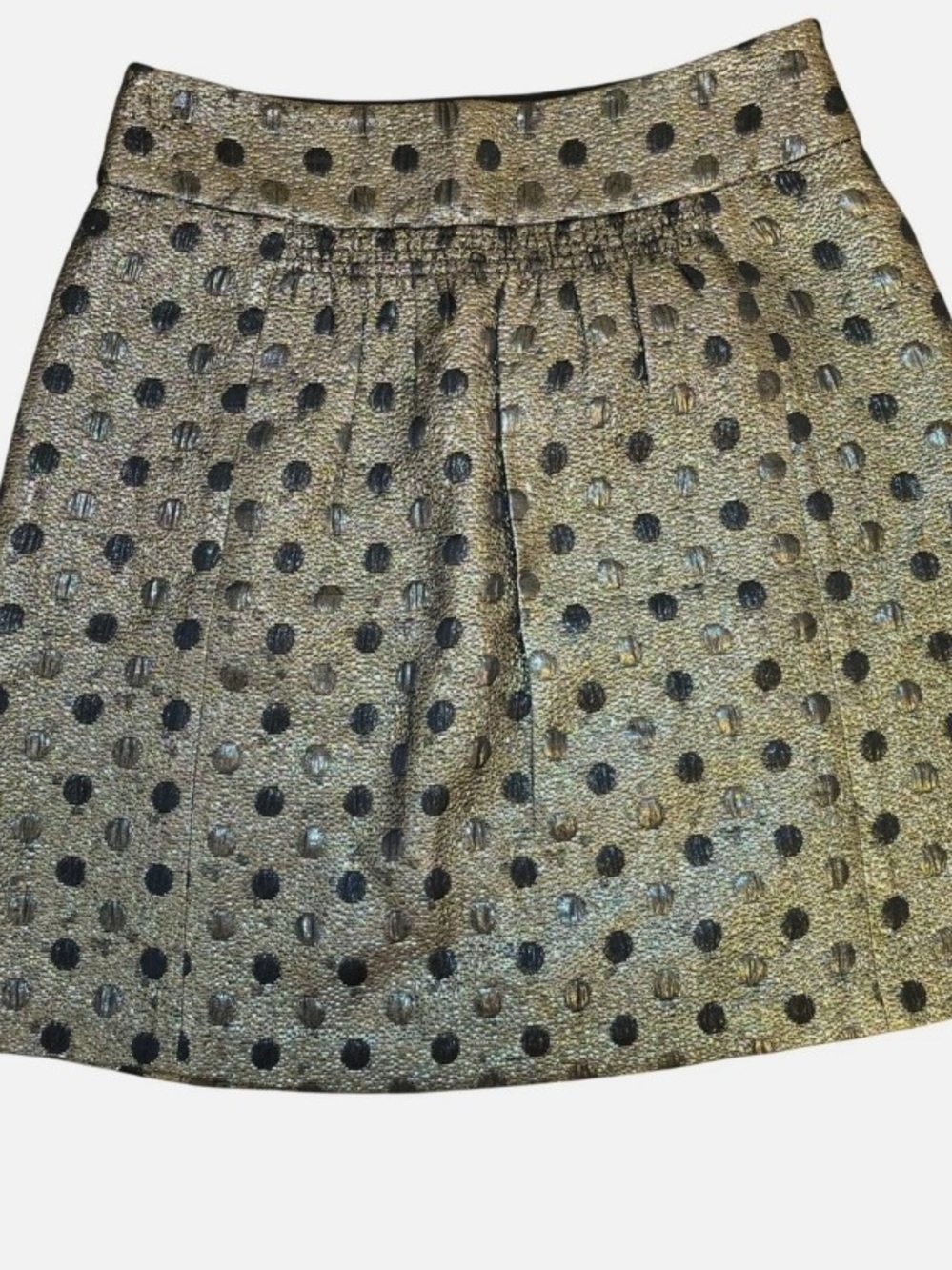 Tibi Gold Metallic Polka Dot Mini Skirt